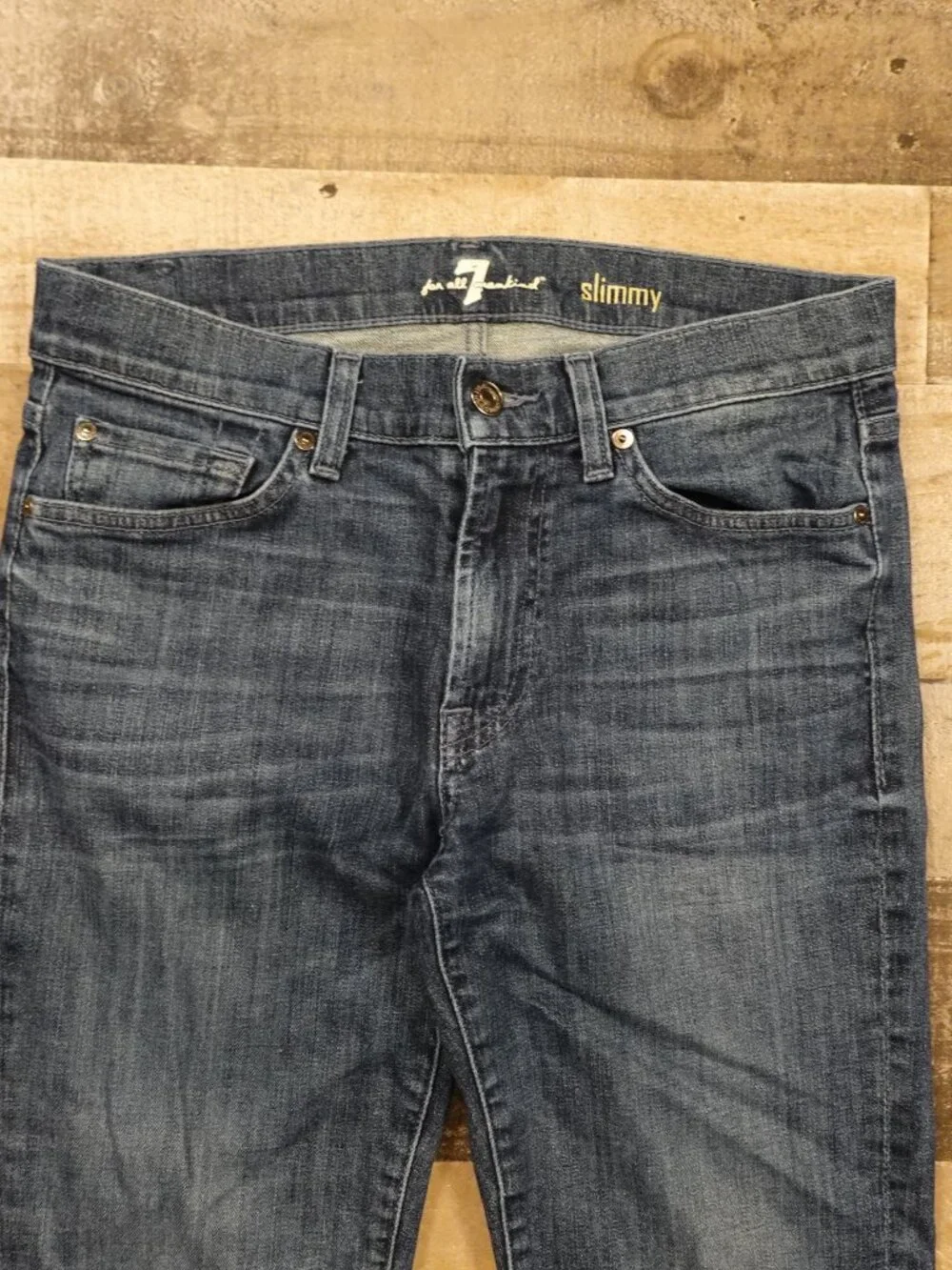 7‎ For All Mankind Slimmy Jeans Men’s 31 Dark Wash Straight Stretch Denim